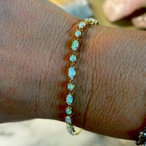 925 Gold Opal Adjustable Bracelet